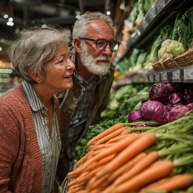 Старші люди готують здорову їжу разом на кухні
